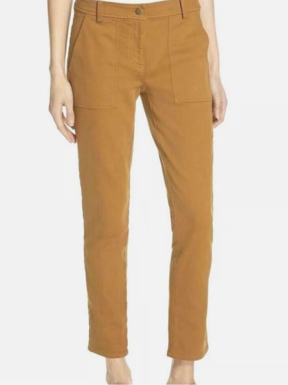 Eileen Fisher Women's Rich Teddy Brown Stretchy  Organic Cotton Utility Trouser